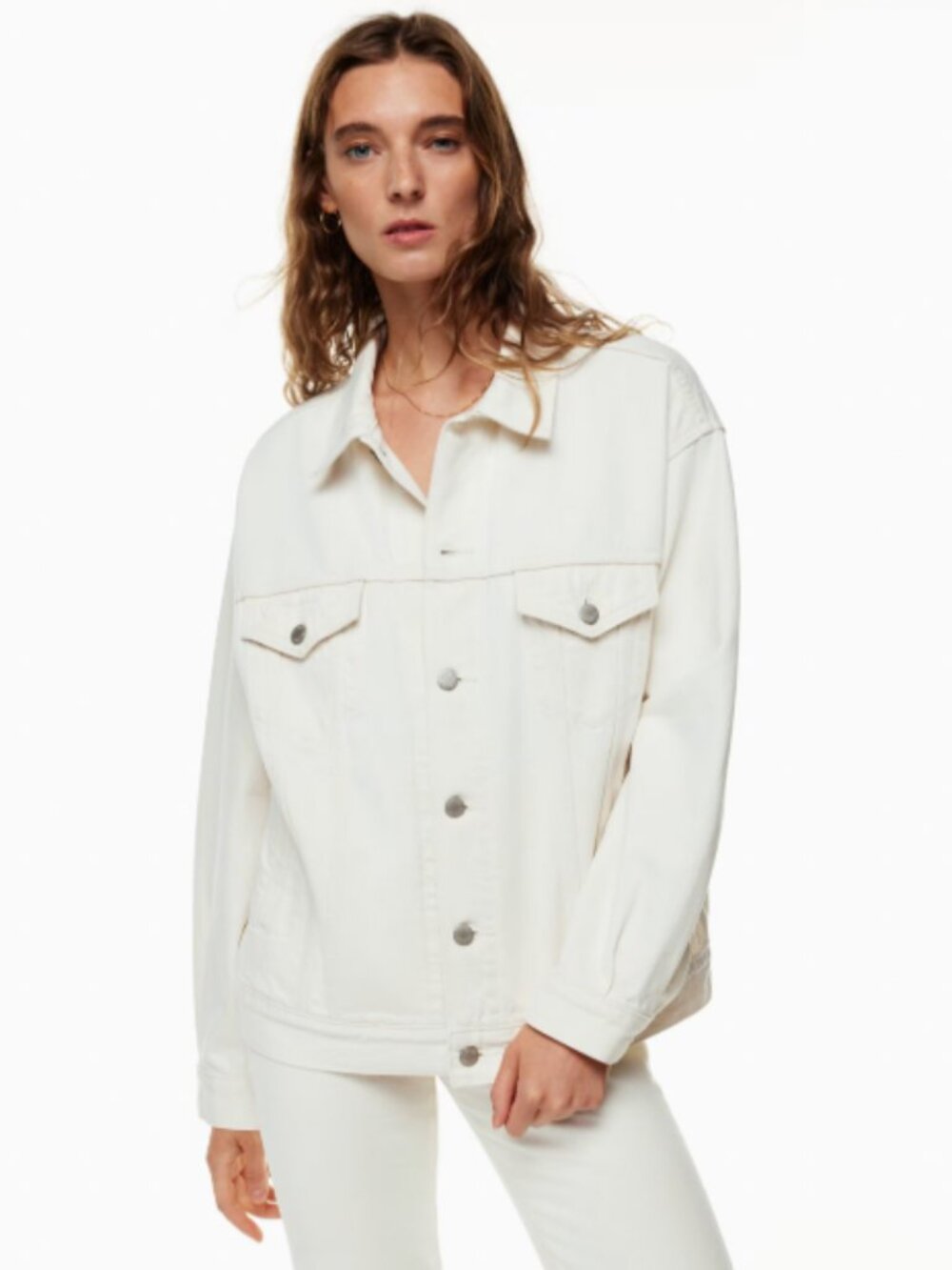 Aritzia Denim Forum Ali Denim Jacket White Oversized Womens Large